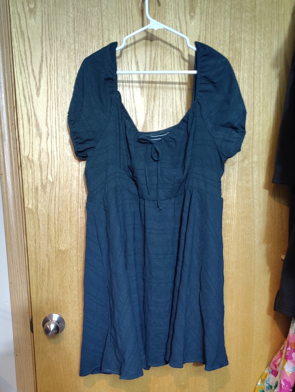 SHEIN Black Mini Dress with Puff Sleeves